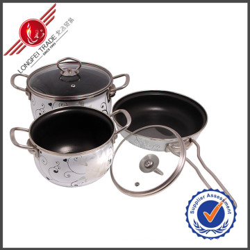 3 Stück Geschirr Emaille Kochgeschirr Set Sauce Pan